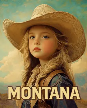 Cowgirl Julia - Montana Souvenir Art Prints - 8"x10" Artwork