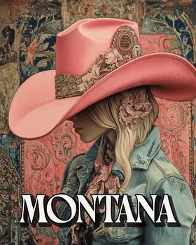Cowgirl Rowena - Montana Souvenir Art Prints - 8"x10" Artwork