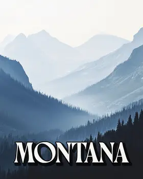 Rocky Mountains Misty Morning - Montana Souvenir Art Prints - 8"x10" Artwork