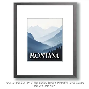 Rocky Mountains Misty Morning - Montana Souvenir Art Prints - 8"x10" Artwork