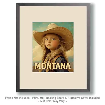 Cowgirl Julia - Montana Souvenir Art Prints - 8"x10" Artwork