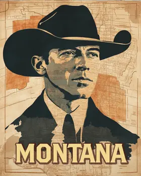 Cowboy Businessman - Montana Souvenir Art Prints - 8"x10" Artwork