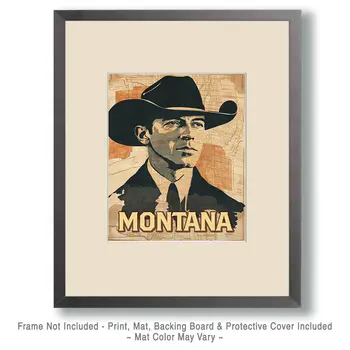 Cowboy Businessman - Montana Souvenir Art Prints - 8"x10" Artwork
