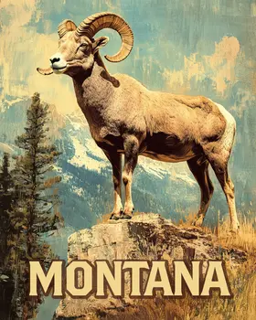 Rocky Mountain Bighorn Sheep - Montana Souvenir Art Prints - 8"x10" Artwork