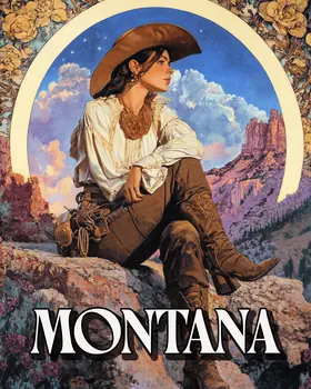 Canyon Cowgirl - Montana Souvenir Art Prints - 8"x10" Artwork