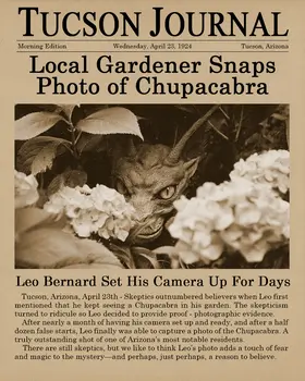 Chupacabra Vintage Newspaper Story Art Print - 8"x10" Artwork