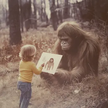 Bigfoot is a Muse - Cryptids  8"x8" Artwork for 12"x12" Frame