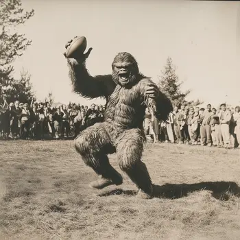 Bigfoot's Victory Dance - Cryptids  8"x8" Artwork for 12"x12" Frame