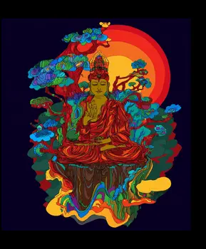 Buddha Neon Vignette - Zen Art for Meditation Home Decor Wall Art Prints – 8″x10″ Artwork – 11″x14″ Beveled Mat (Copy) (Copy)