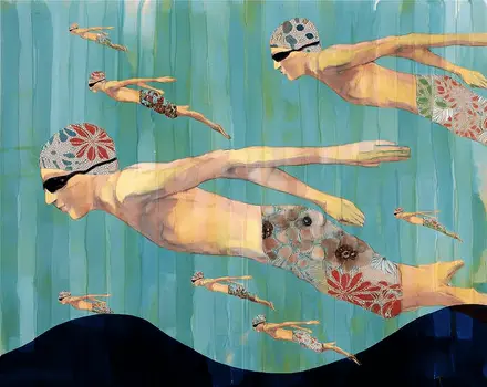 Group Ocean Swimming  8”x10” Art Print
