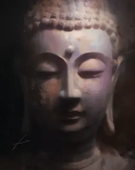 Purple Buddha - Zen Art for Meditation Home Decor Wall Art Prints – 8″x10″ Artwork – 11″x14″ Beveled Mat