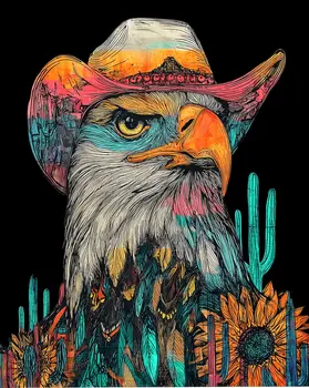 Spirit Eagle - Turn Up the Volume; Southwestern Colorful Tones - 8"x10" Artwork for 11"x14" Frame