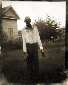 Vintage Farmer Zombie Photo –  Zombie Macabre Plague Genre 8″x10″ Artwork for 10″x12″ Frame
