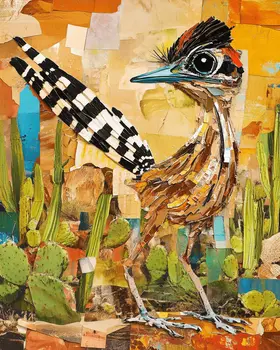 Alert Roadrunner - American Southwest Art Prints - 8"x10" Artwork for 11"x14" Frame