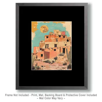Arizona Pueblo - American Southwest Art Prints - 8"x10" Artwork for 11"x14" Frame
