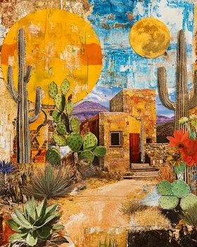Adobe Collage - American Southwest Art Prints - 8"x10" Artwork for 11"x14" Frame