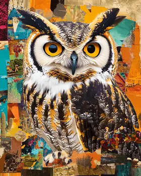 Great Horned Owl - American Southwest Art Prints - 8"x10" Artwork for 11"x14" Frame
