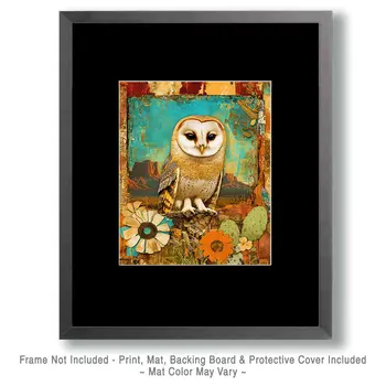 Desert Barn Owl - American Southwest Art Prints - 8"x10" Artwork for 11"x14" Frame
