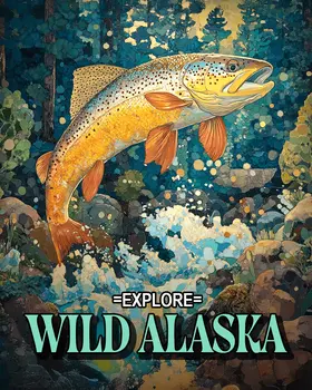 Jumping Trout - Alaska Art Prints – 8″x10″ Artwork for 11″x14″ Frame