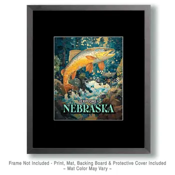 Jumping Trout - Nebraska Art Prints – 8″x10″ Artwork for 11″x14″ Frame