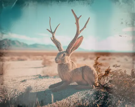 Jackalope Polaroid- Cryptids Art Prints - 10"x 8" Artwork