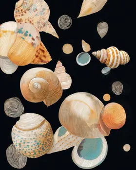 Mixed media Cascade of Seashells 8”x10” Art Print