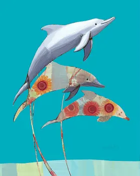 Mixed Media Dolphin Ballet 8”x10” Art Print