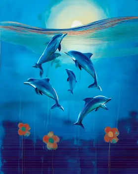 Mixed Media Dolphin Meeting 8”x10” Art Print