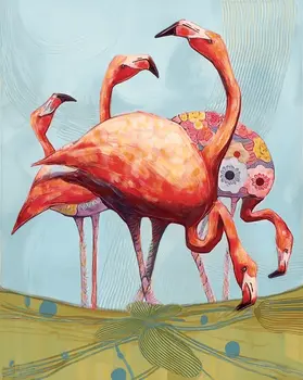 Mixed Media Flamingo Bouquet 8”x10” Art Print