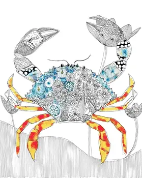 Mixed Media Happy Crab 8”x10” Art Print
