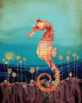 Mixed Media Swanky Seahorse 8”x10” Art Print