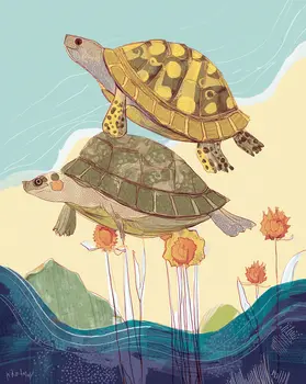 Mixed Media Turtle Ride 8”x10” Art Print