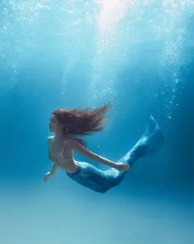 Mermaid Aqua Plunge Art Print - 8"x10" Artwork