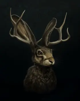 Official Jackalope Portrait - Cryptids Art Prints - 8"x10" Artwork for 10"x12" Frame