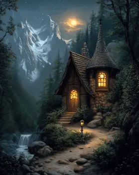 Year-Round Alpine Cottage - Classic Landscape 8"x10" Art Print