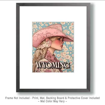 Cowgirl Polly - Wyoming Souvenir Art Prints - 8"x10" Artwork