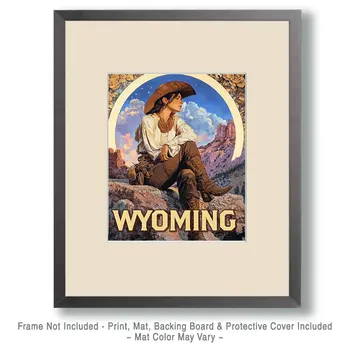 Canyon Cowgirl - Wyoming Souvenir Art Prints - 8"x10" Artwork