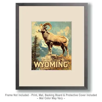 Rocky Mountain Bighorn Sheep - Wyoming Souvenir Art Prints - 8"x10" Artwork