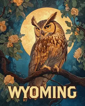 Rocky Mountain Great Horned Owl - Wyoming Souvenir Art Prints - 8"x10" Artwork