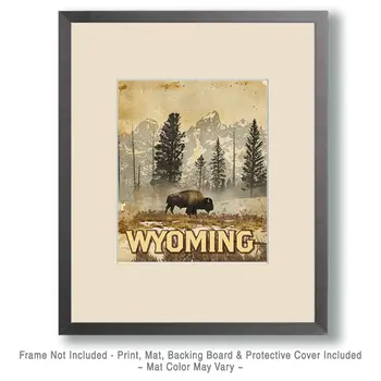 American Great Plains Bison - Wyoming Souvenir Art Prints - 8"x10" Artwork