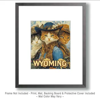 Old West Cats - Wyoming Souvenir Art Prints - 8"x10" Artwork