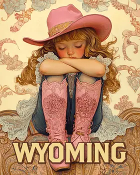 Sad Little Cowgirl - Wyoming Souvenir Art Prints - 8"x10" Artwork