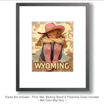 Sad Little Cowgirl - Wyoming Souvenir Art Prints - 8"x10" Artwork