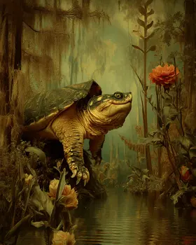 Snapping Turtle in Mangrove Swamp Art Print - 8"x10" Artwork