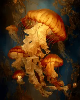 Vintage Jellyfish Art Print - 8"x10" Artwork