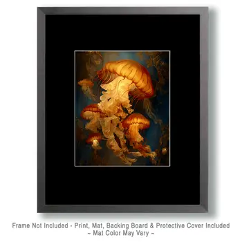 Vintage Jellyfish Art Print - 8"x10" Artwork