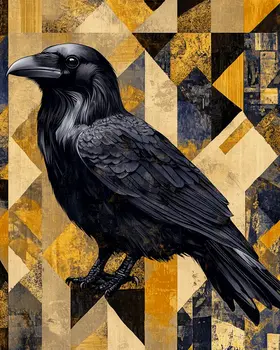 Deco Raven - Art Prints - 8"x10" Artwork for 11"x14" Frame