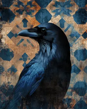 Vintage Raven Portrait - Art Prints - 8"x10" Artwork for 11"x14" Frame