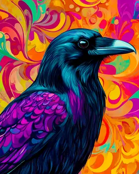 BOHO Raven Portrait - Art Prints - 8"x10" Artwork for 11"x14" Frame