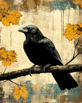 Raven Fall Day - Art Prints - 8"x10" Artwork for 11"x14" Frame